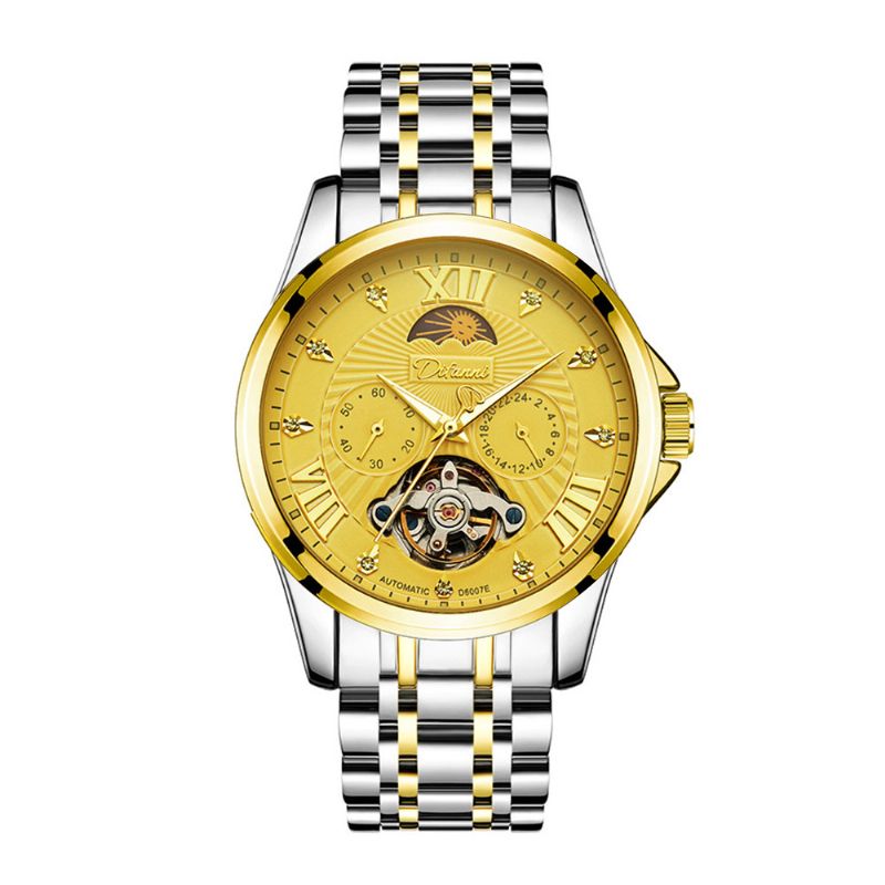 Klassisk Herreklokke Swiss Svinghjul Machinery Watch Helautomatisk Geneva Ribbon