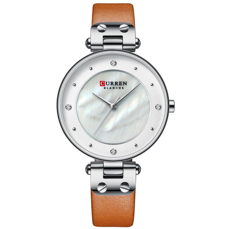 Klassisk Marmor Rhinestone Innlegg Kvarts Klokker Lær Stropp Rund Skive Vanntett Midje Watch