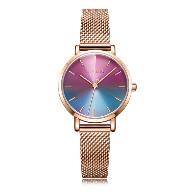 Kvartsklokker For Kvinner Med Rustfri Urkasse Milanese Mash Band Og Ultra Thin Dial Vanntett Armbåndsur