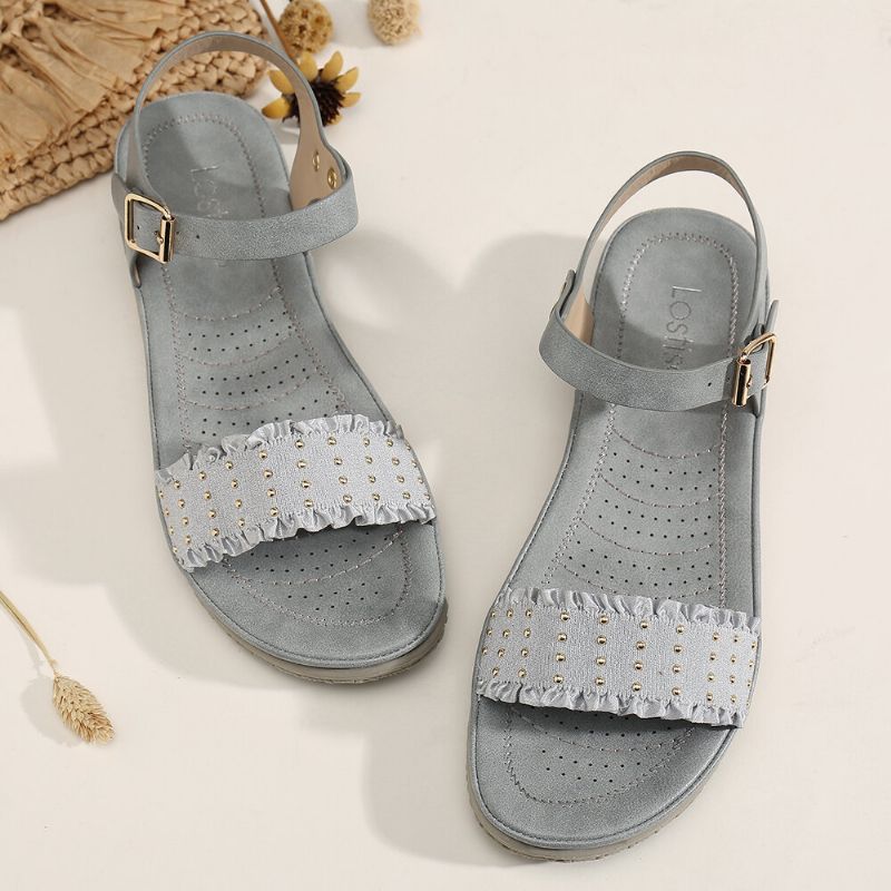 Lostisy Kvinner Spenne Stropp Comfy Casual Slide Sandaler