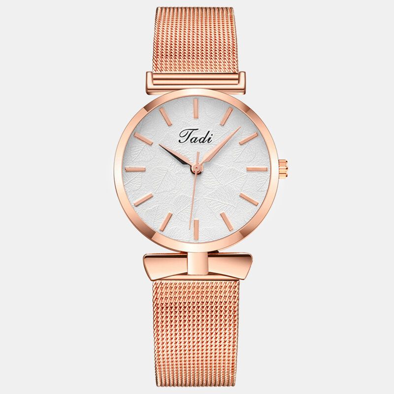 Mote Elegante Dameklokker Rose Gold Alloy Justerbar Band Case No Number Dial Quartz Watch