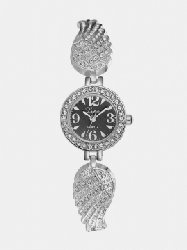 Mote Quartz Armbåndsur Rustfritt Stål Rhinestone Wings Strap Klokker Elegante Smykker For Kvinner