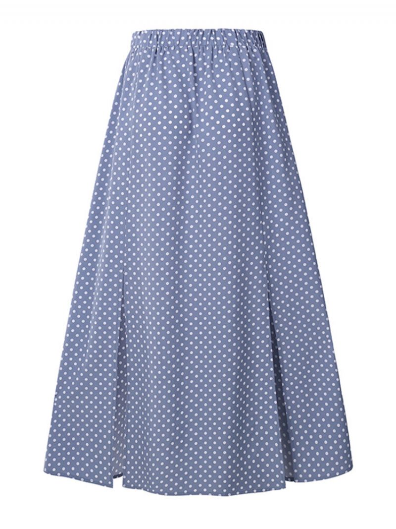 Polka Dot Print Splitt Elastisk Midje Plus Size Skjørt