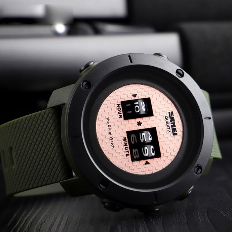 Skmei Creative Sports Fritid Roller Quartz Watch 50m Vanntett Trommeklokke For Menn