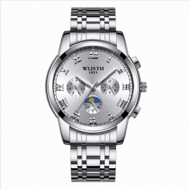 Steel Band Business Waterproof Watch Herremote Lysende Quartz