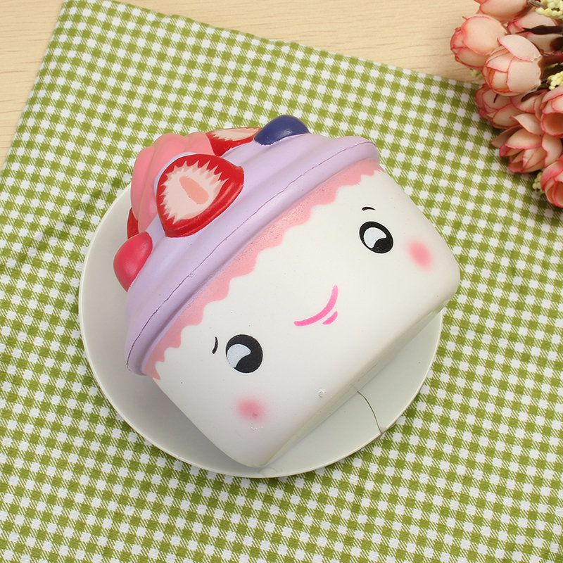 Leilei Squishy Strawberry Frukt Ice Cream Cup Cupcake Slow Rising Original Emballasje Collection Gift