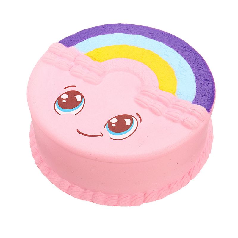 Rainbow Smile Cake Squishy Slow Rising Med Emballasje Collection Gave Myk Leketøy