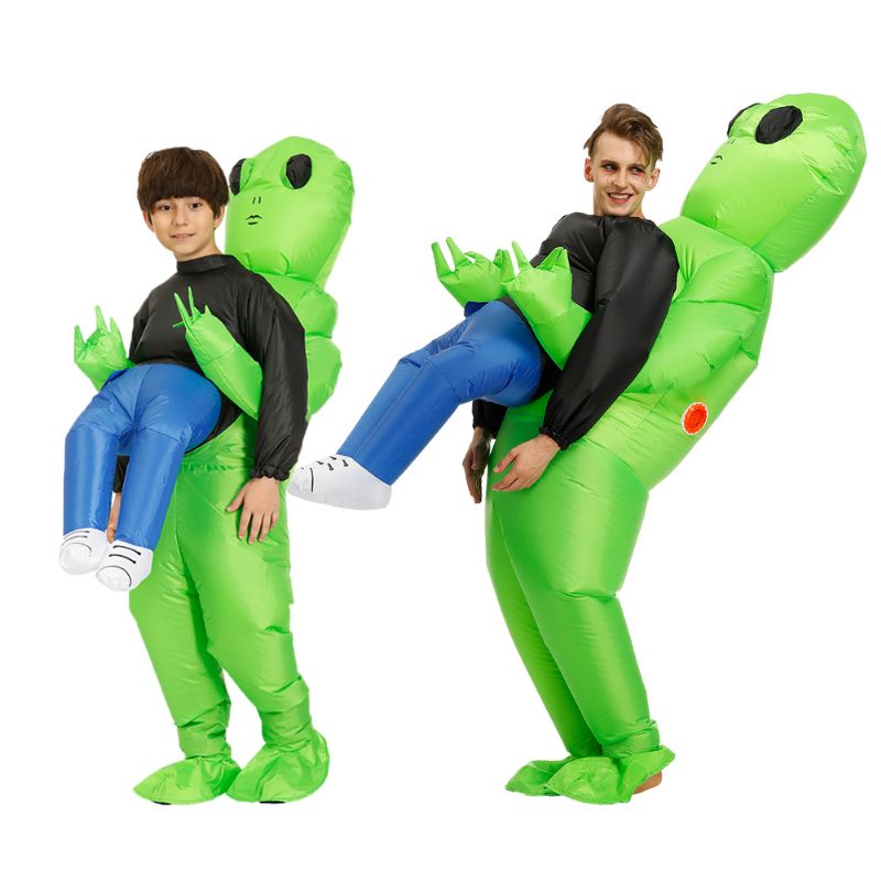 Hot Green Alien Oppblåsbart Kostyme Cosplay-kostyme Funny Blow Up Suit Festkostyme Fancy Dress Halloween-kostyme For Voksne Barn