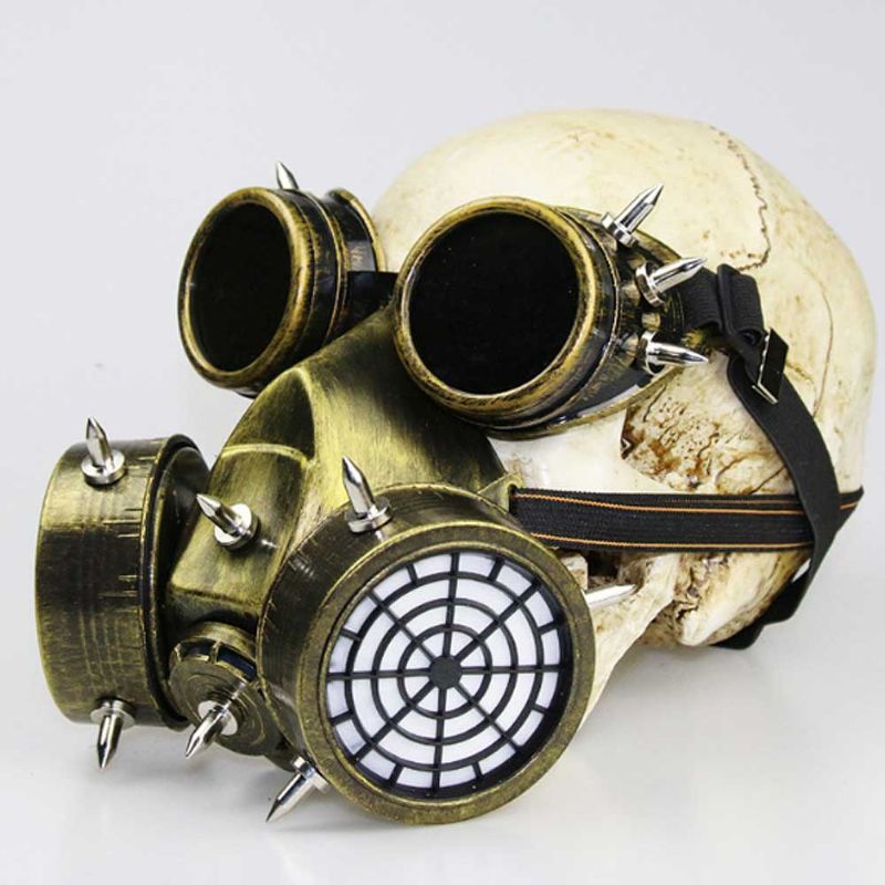 Steampunk Gassmaske Naglebriller Resin Skeleton Warrior Dødsmaske Masquerade Cosplay Tilbehør Til Halloween-festgave