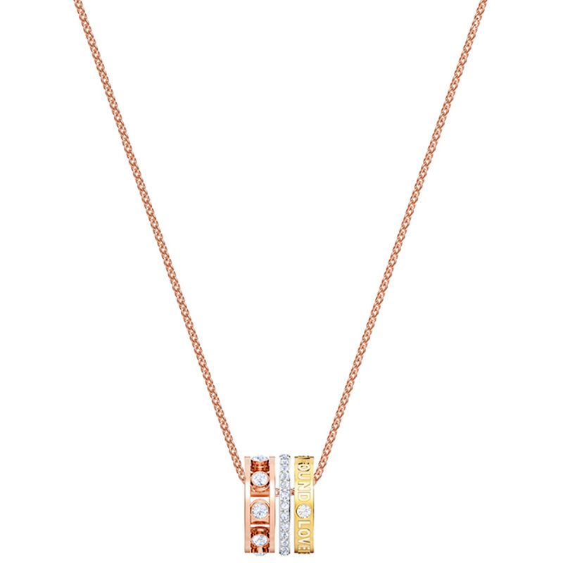 Transit Perler Halskjede Kvinnelige Swarovski Element Crystal Tre-ring Anheng Krageben Kjede