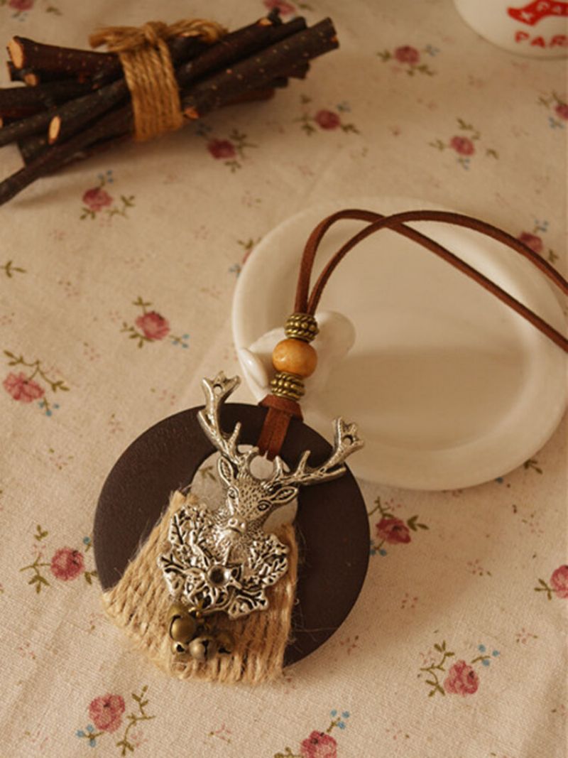 Vintage Animal-shape Kvinner Halskjede Christmas Elk Bells Lang Genser Kjede