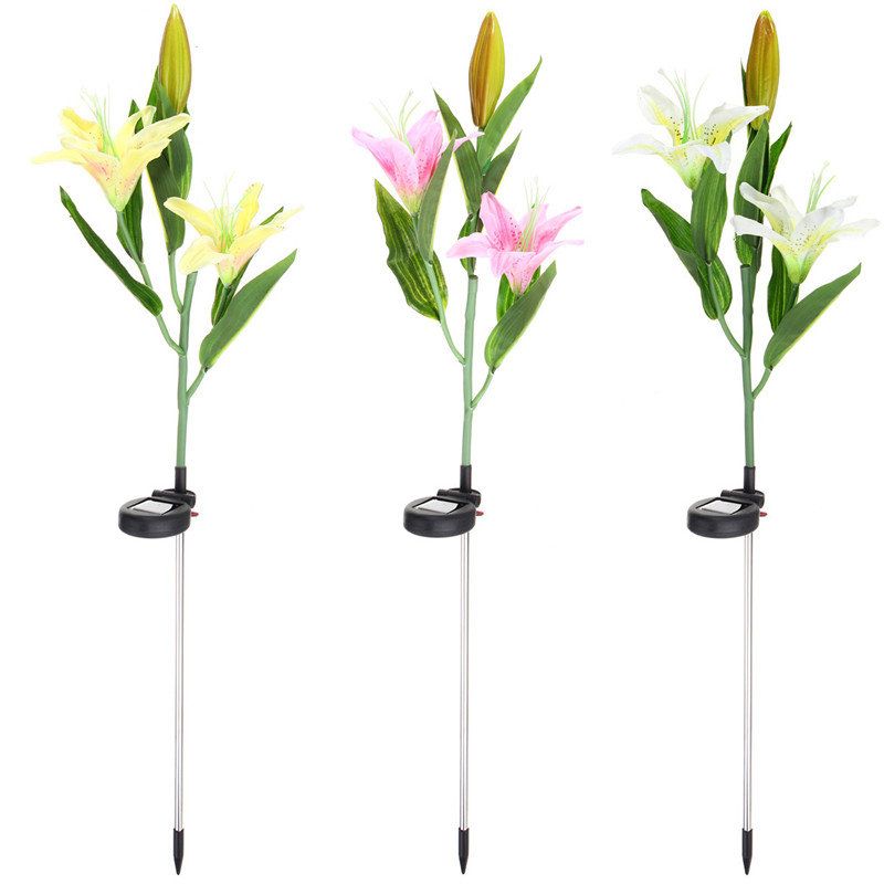 Solenergi Flower Hage Stake Landskap Lampe Utendørs Yard Lily Light