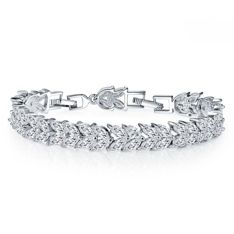 Flerfarget Rosegullbelagt Cubic Zirconia Blendende Armbåndsmykker For Kvinner Og Jenter