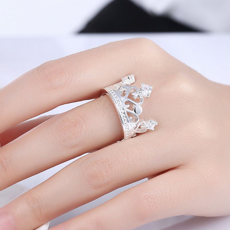 Yueyin Sweet Ring Heart Zircon Crown For Women Gift