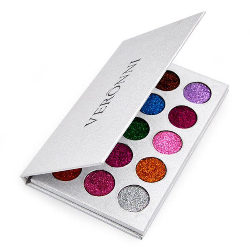 Veronni 15 Farger Glitter Øyenskyggepalett Diamond Rainbow Make Up Kosmetisk Presset Glitters Eye Sh