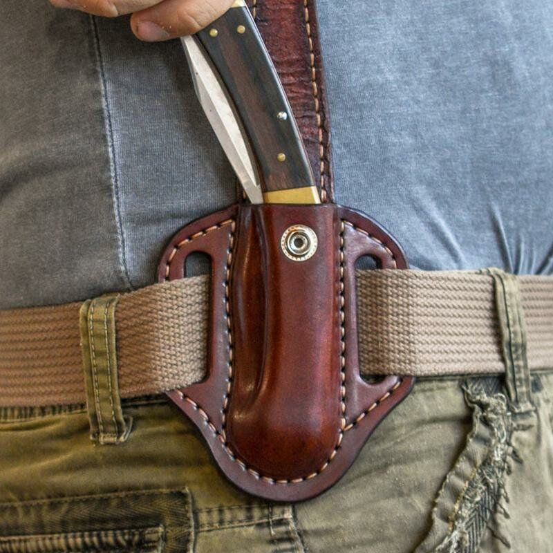 Bærbar Ekte Skinn Med Lukket Edc-veske Midjeveske For Menn
