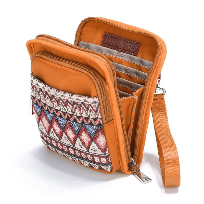 Brenice National Multi-pocket Bohemia Kortholder Mini Crossbody Vesker