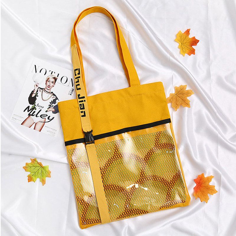 Canvas Transparent Shopping Bag Skulderveske Håndveske For Dame