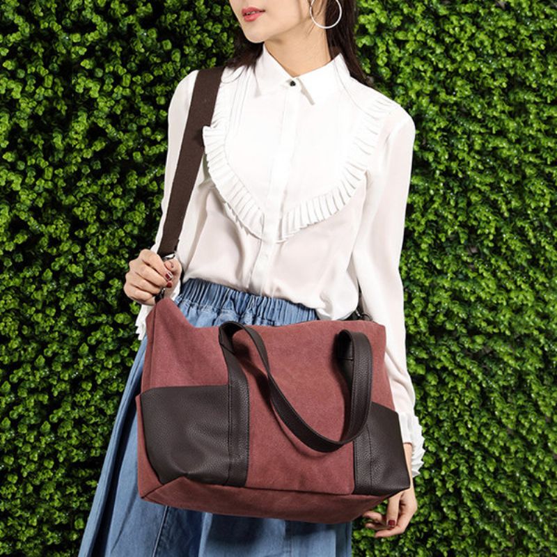 Dame Lerret Slitesterk Veske Med Stor Kapasitet Multifunksjons Fritids-crossbody-veske
