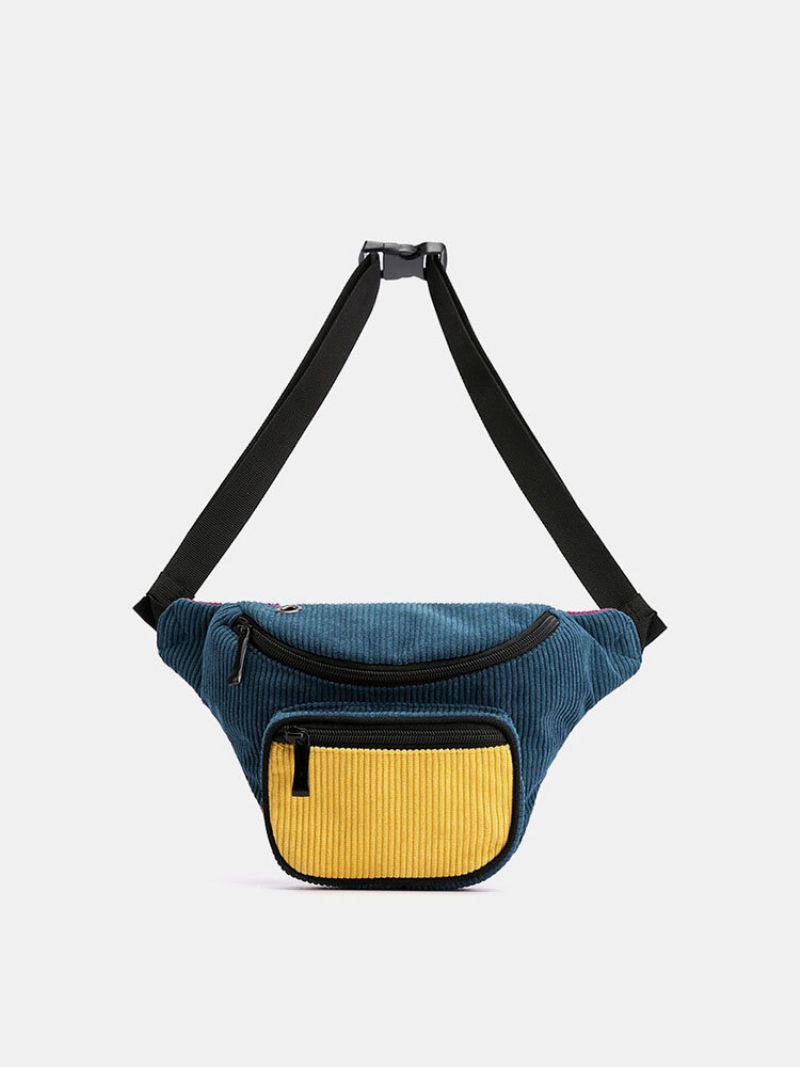 Kvinner Corduroy Hit Color Crossbody Bag Midjeveske Brystveske