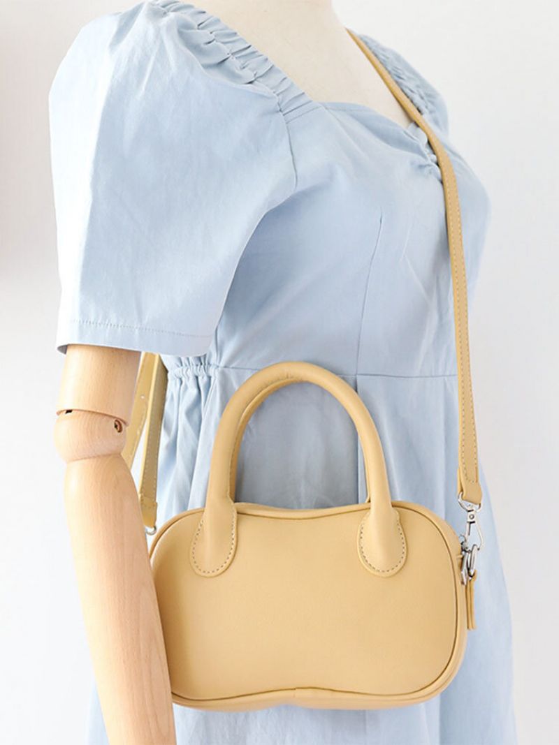 Kvinner Faux Leather Vintage Patchwork Ensfarget Crossbody Bag Brief Handbag
