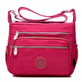 Kvinner Multicolor Nylon Crossbody Bag Floral Skulderveske Outdoor Travel Bag