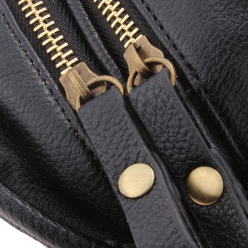 Kvinner Pu-skinnbelte Dobbel Glidelås Mini Crossbody-veske