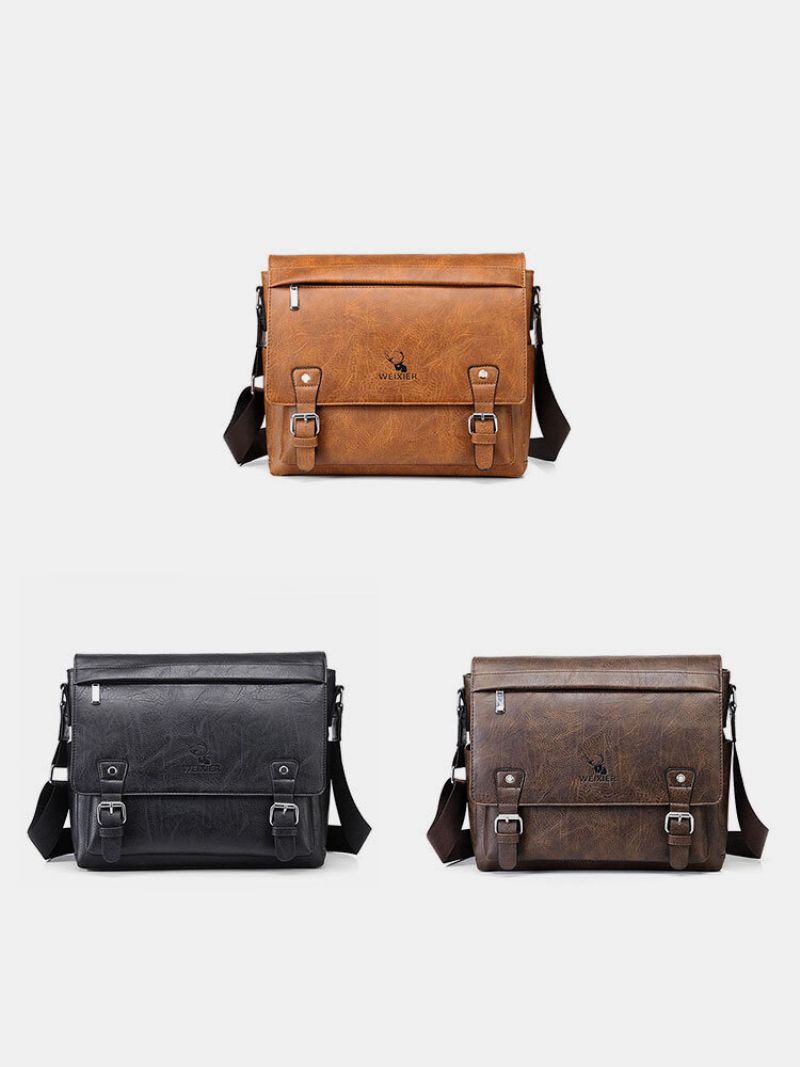 Menico Menns Kunstskinn Vintage Casual One Shoulder Crossbody Bag