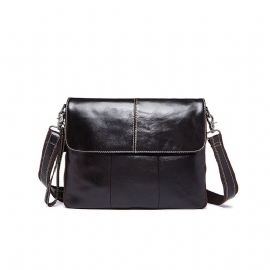 Mote Business Flip Skulderveske Crossbody Bag For Menn Myk Glatt Topplag Lær Koffert Messenger Laptop Bag