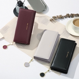 Nye Lommebøker Dame Koreansk Versjon Lang Tri-fold Mobiltelefonveske Clutchveske Engros Lommebok Kreativ Ornament Kortholder