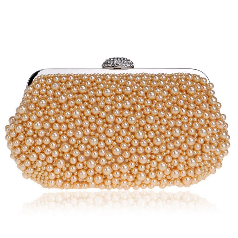 Pearl Dinner Bag Dame Luxury Party Bag Høykvalitets Polyester Evening Bankett Bag