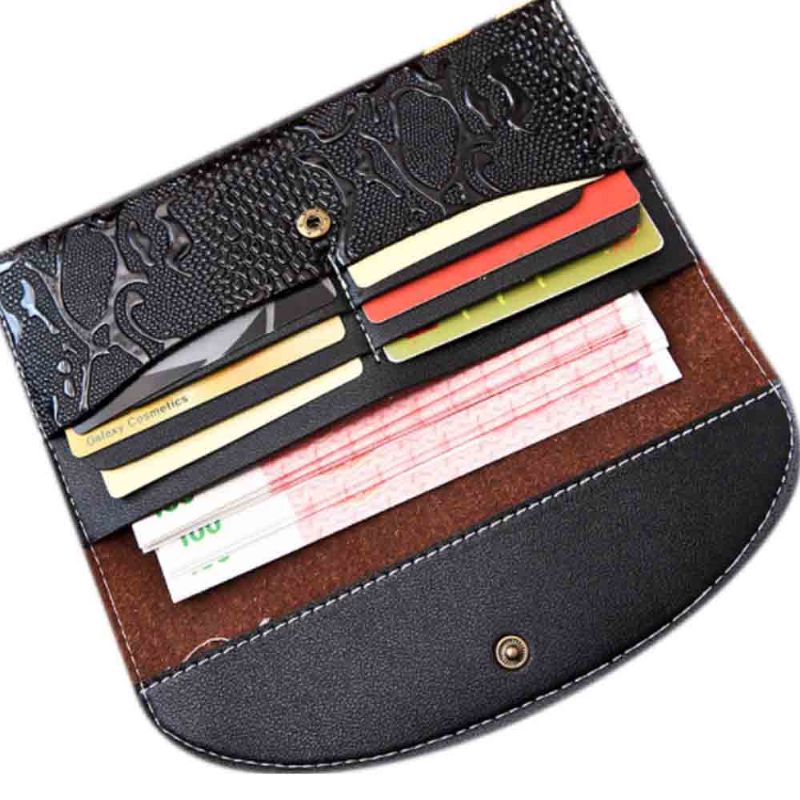 Snake Leather Purse Elegant Minimalistisk Spenne Lommebok For Damer
