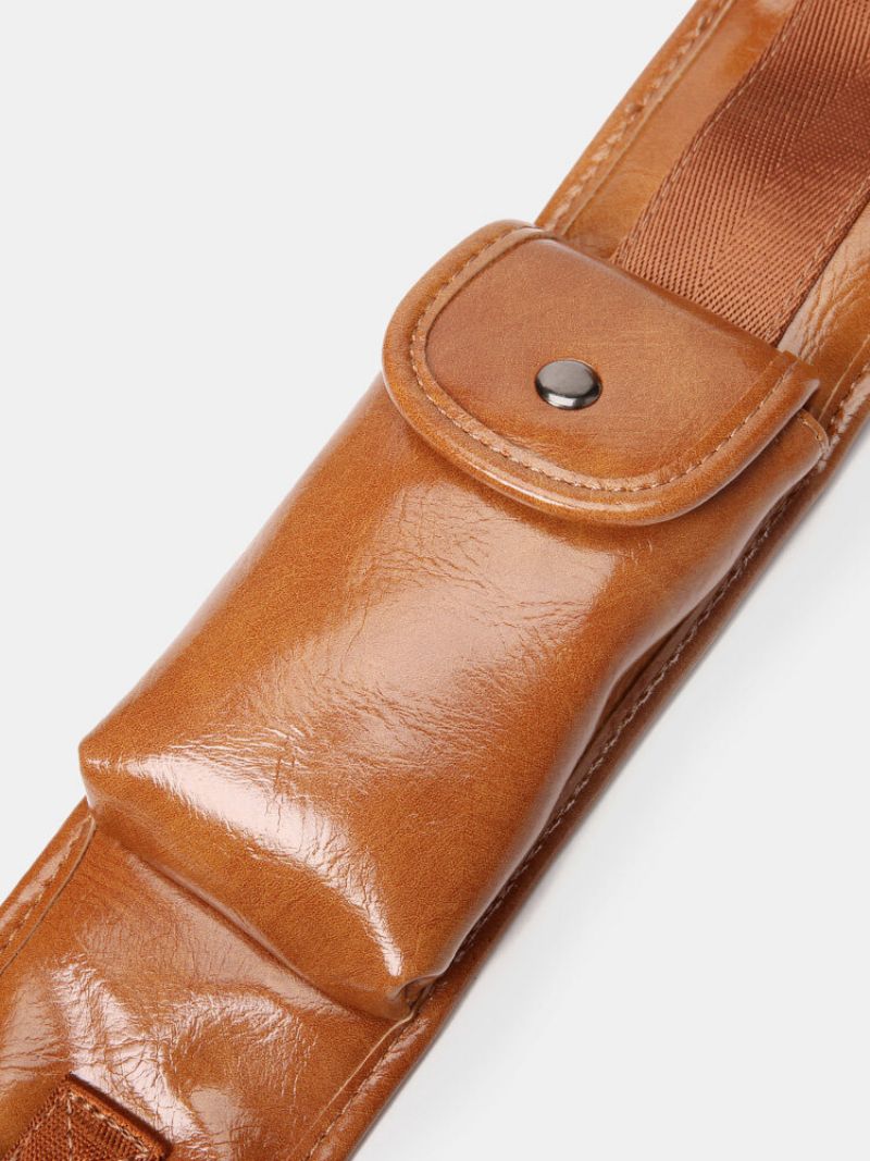Trekantbrystveske For Menn Retro Pu Skinn Skulderveske B6 Fallskjermjegere Vintage Lær Med Stor Kapasitet Myke Fritidsvesker