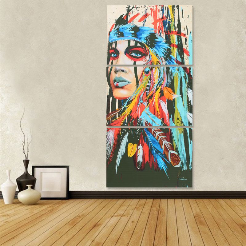 3 Stk Moderne Abstrakt Lerretsmaleri Rammeløs Veggkunst Indisk Kvinne Soverom Stue Home Decor