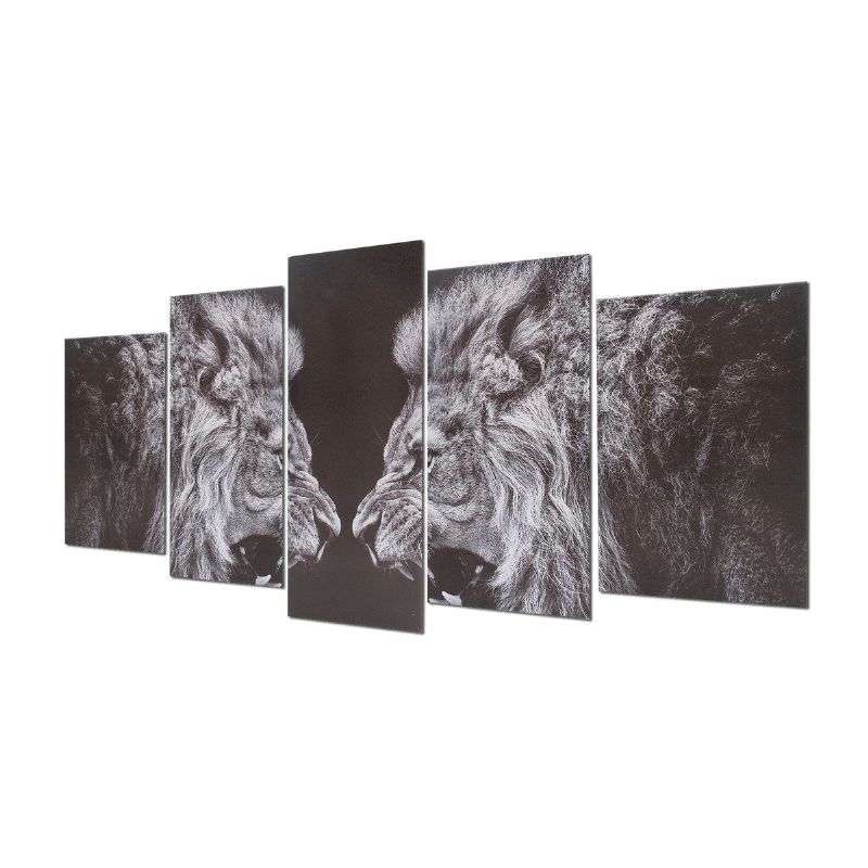5 Stk Innrammet Lerret Roar Leo Lion King Animal Abstrakt Veggdekor