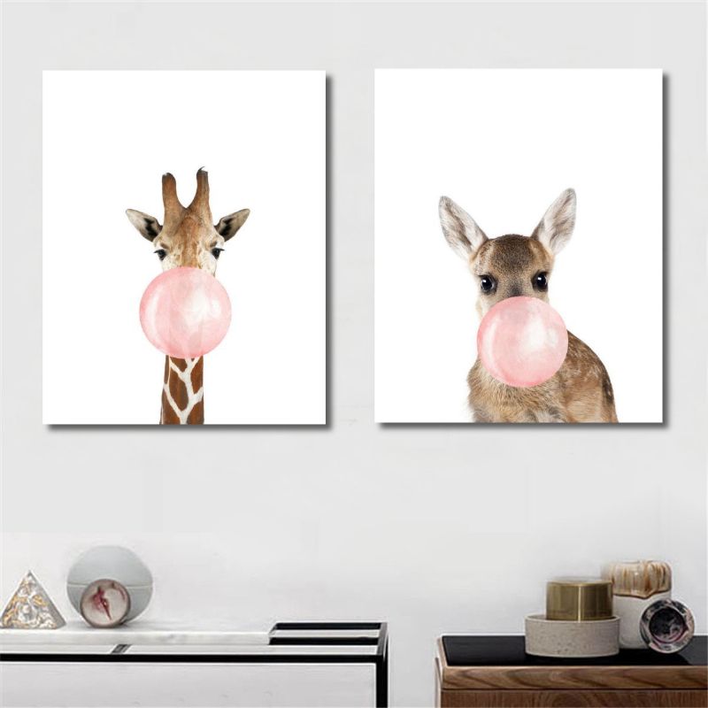 Aussie Stil Morsom Koalabjørn Sebra Lerretsplakat Barnehageveggkunsttrykk Babyromsdekorasjon
