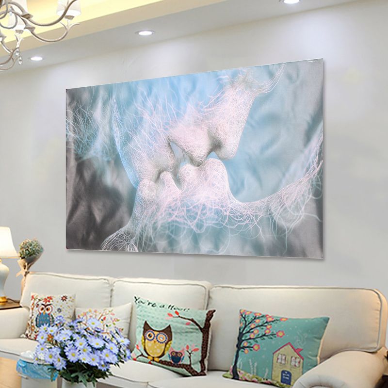 Blue Love Kiss Abstrakt Kunst Lerretsmaleri Veggkunst Bildetrykk Home Decor