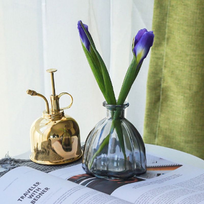 Gjennomsiktig Farget Glass Kronblad Modell Liten Kaliber Glassvase Stilig Kontor Husholdning Soverom Bord Dekorasjon Ornament Glassflaske