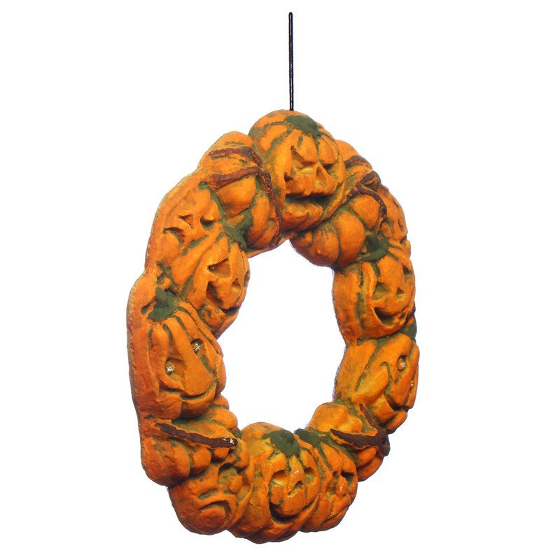 Halloween Spooky Wreath Dørhenger Hengende Prop Home Decor Led Lantern Pumpkin
