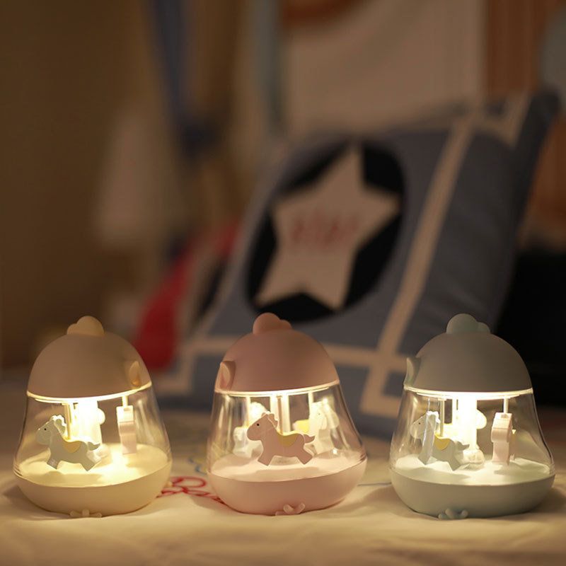 Karusell Led Nattlys Romantisk Nattbordlampe Festdekor Musikklampe Musikkboks