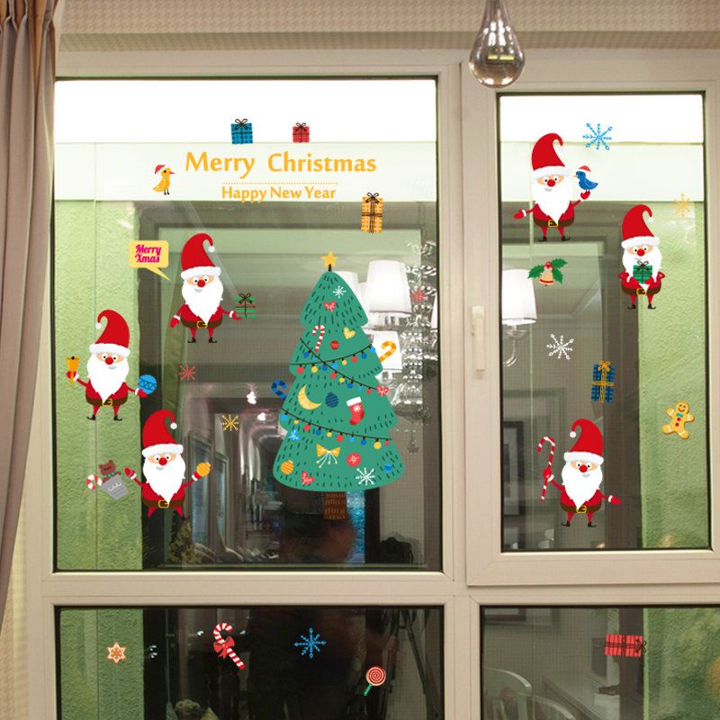 Miico Sk9230 Christmas Catoon Veggklistremerke Som Kan Fjernes Til Juleborddekorasjon