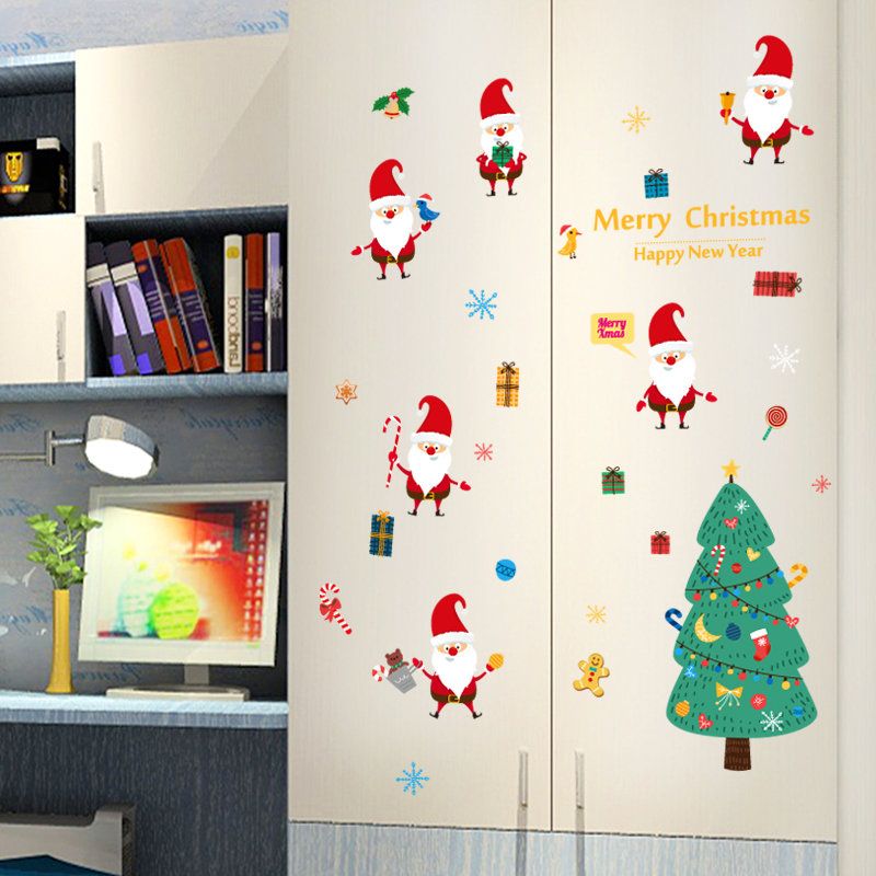 Miico Sk9230 Christmas Catoon Veggklistremerke Som Kan Fjernes Til Juleborddekorasjon
