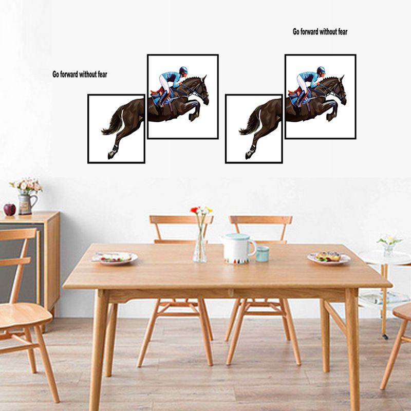 Modern Style Horseman Art Wall Stickers Soveromsmøbler Kreativ Dekorasjon Selvklebende