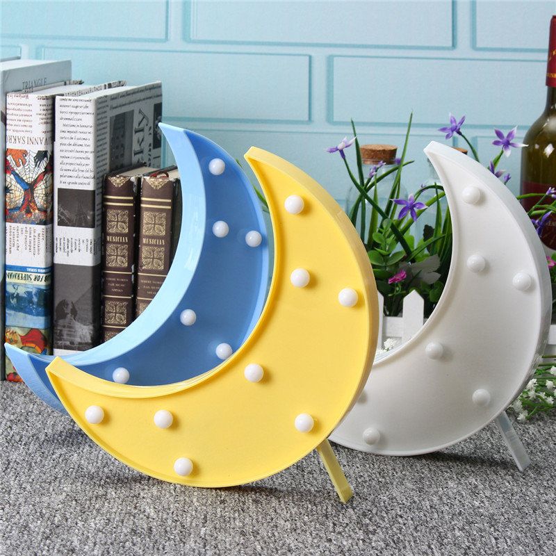 Søt Måne Led Nattlys Vegg Batteri Lampe Baby Barn Soverom Home Decor