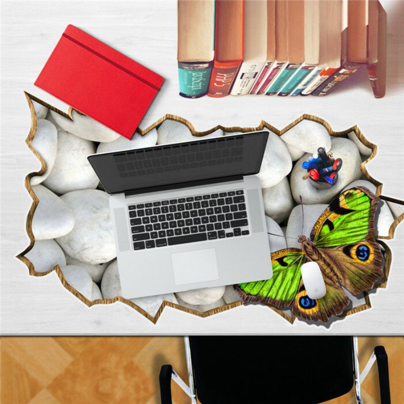 Stone Butterfly Pag Sticker 3d Skrivebordsklistremerke Veggdekor Hjem Vegg Skrivebord Bord Dekor Gave