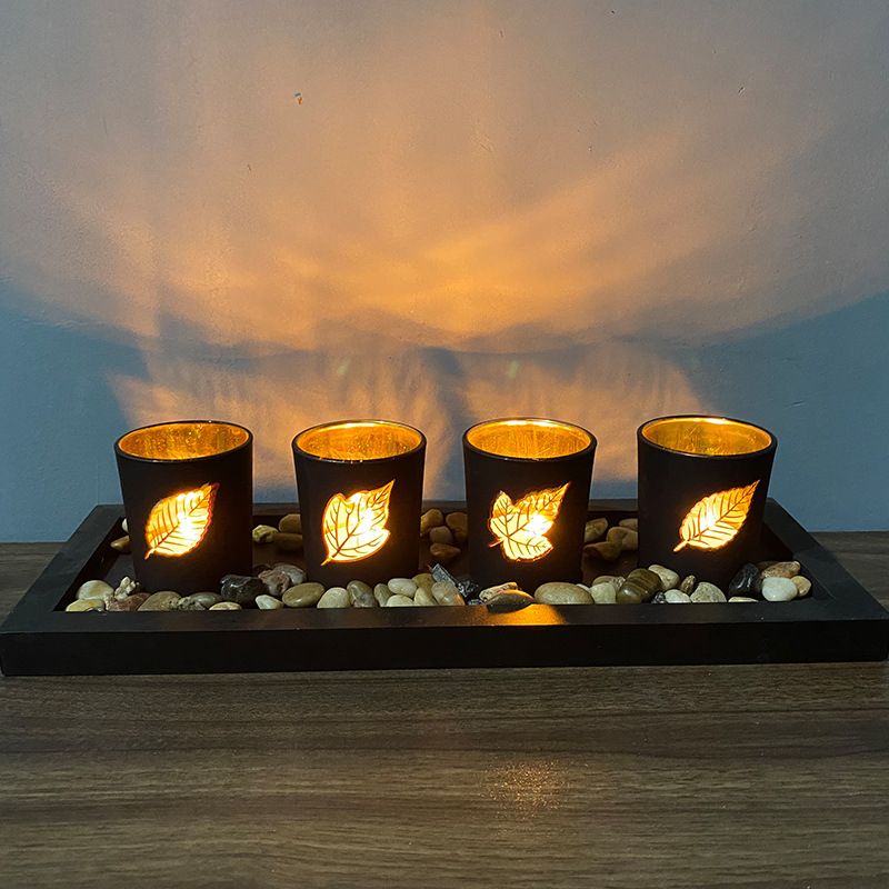 Trebokstav Lysestake Kreativt Sett Glass Dekorative Ornamenter