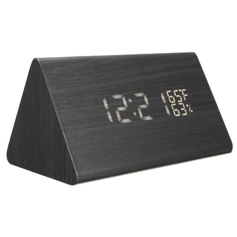 Usb Stemmekontroll Tre Triangel Temperatur Led Digital Vekkerklokke Fuktighetstermometer