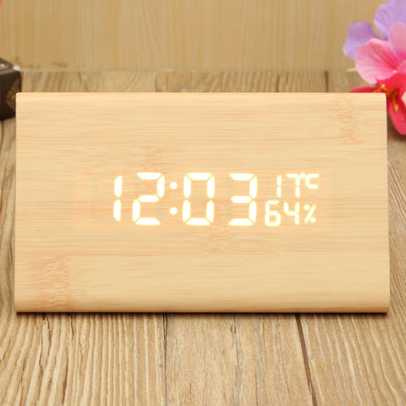 Usb Stemmekontroll Tre Triangel Temperatur Led Digital Vekkerklokke Fuktighetstermometer