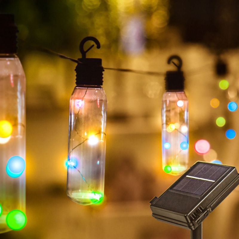 Fancy Utendørs Festdekorasjon Led-rørstrenglys Solenergidrevet Vanntett Kobbertråd Lys Varm Hvit Fargerik