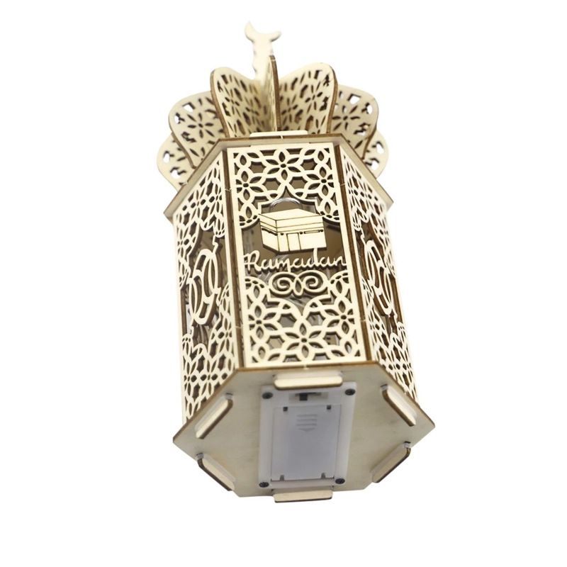 Holiday Castle Palace Dekorasjonslampe Led Tre Ramadan Håndverk